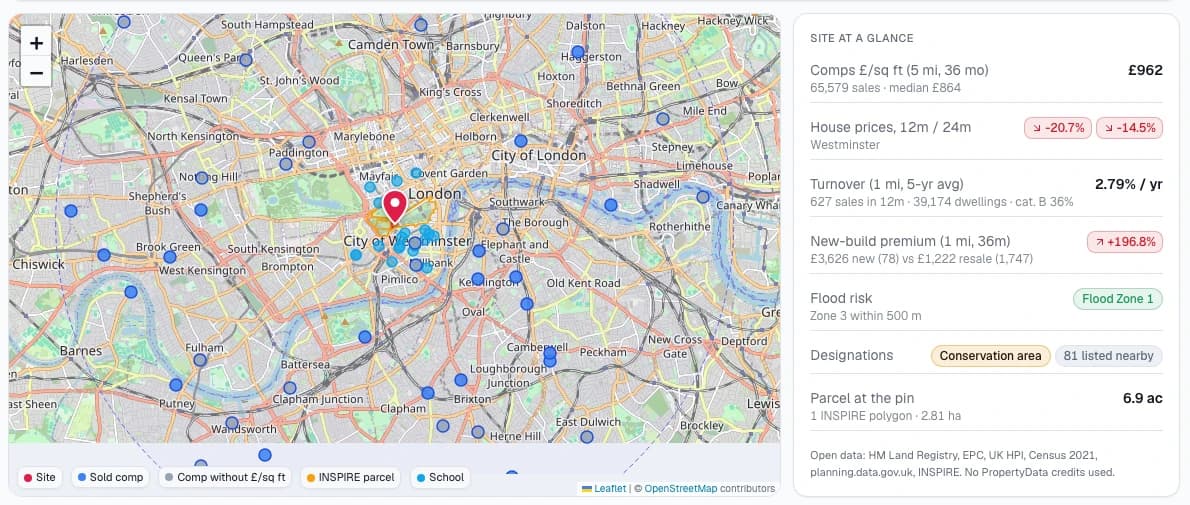 Eben property research with a map and recorded sales evidence